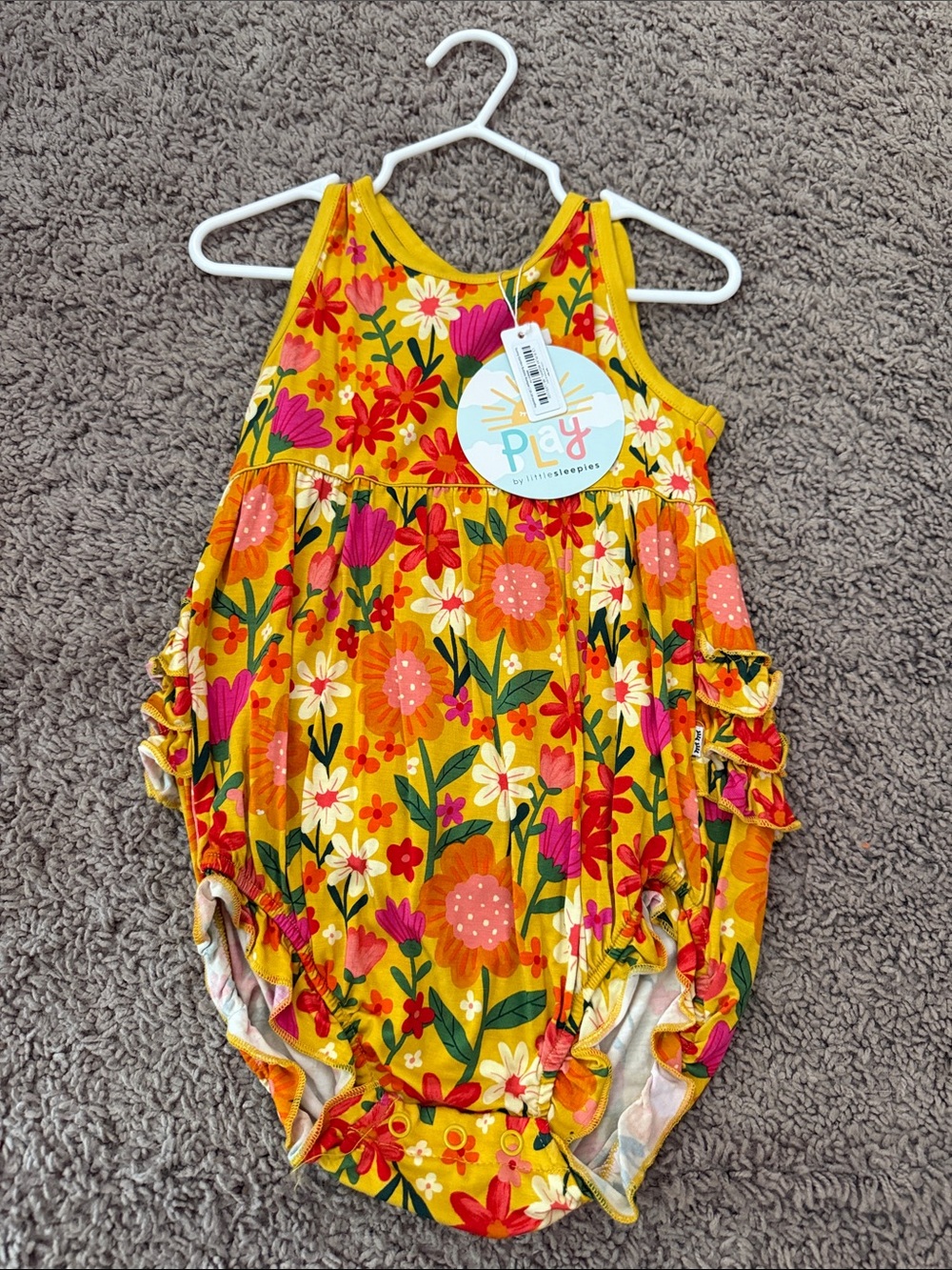 Little Sleepies Yellow Floral Ruffle One-Piece Bodysuit